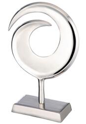  „Swirl hatalmas, modern, tükörfényes felületű ezüst színű hullám formájú alumínium szobor - 47 cm (69190)