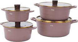 DSP Set Oale Premium 16 Piese din Aluminiu Turnat, Strat Antiaderent, Compatibil cu Inducție, Include 8 Accesorii pentru Bucătărie, Roz (CA018-S01-PINK)
