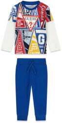 Guess Комплект за мини момче многоцветна блуза с бели ръкави, червено лого Guess и син спортен панталон