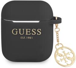 Guess GUA2LSC4EK husă pentru AirPods neagră, silicon, Charm Collection (GUA2LSC4EK)