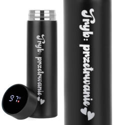 Funandstyle Thermo bögre Termosz Fekete Túlélési Mód Led kijelző Ajándék