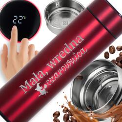Style Couture Thermo Bögre Led Kijelzővel Gravírozás Piros Ajándék Kicsi Gonosz