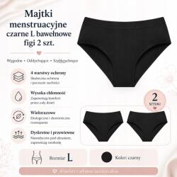  Menstruációs bugyi Női alsónadrág fekete pamut L 2 db (WERWERWER)