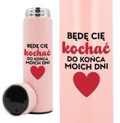  Thermo Bögre Led Kijelzővel, Gravírozással Rózsaszín (BĘDĘ CIĘ KOCHAĆ)