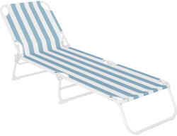  Sezlong pliant Sersimo, 186 x 56 cm, pentru plaja sau gradina, alb albastru, capacitate 110kg (236DA)