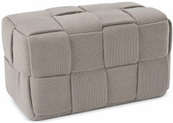  Taburet dreptunghiular tapitat cu material reiat, design impletit, 60x32x32 cm, gri deschis (PHO-5901)