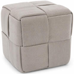  Taburet cub, tapitat cu material reiat, design impletit, 43x43x43 cm, gri (PHO-6045)