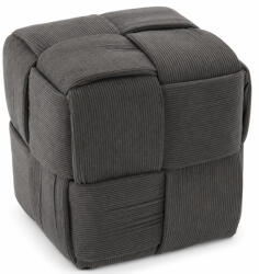  Taburet cub, tapitat cu material reiat, design impletit, 34x34x34 cm, gri (PHO-6038)