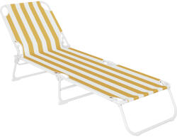  Sezlong pliant Sersimo, 186 x 56 cm, pentru plaja sau gradina, alb galben, capacitate 110kg (236DG)