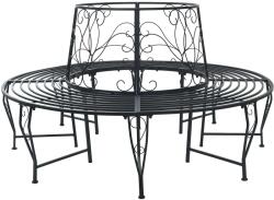 vidaXL Banca cu arbori 8-Numar de locuri Ø 160 x 89 cm Otel Negru GartenMobel Dekor (42029523)