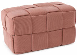 Sersimo Taburet dreptunghiular tapitat roz, material reiat, design impletit, 72x38x38 cm (PHO-5918)