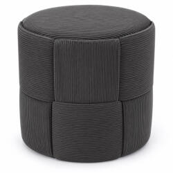 Sersimo Taburet rotund pentru living si dormitor, design impletit, gri inchis, 44x42 cm (PHO-6021)