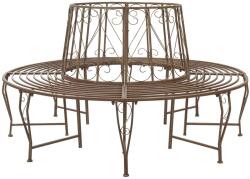 vidaXL Banca cu arbori 8-Numar de locuri Ø 160 x 89 cm Otel Maro Antic GartenMobel Dekor (42029501)