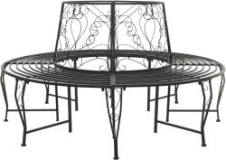 vidaXL Banca cu arbori 8-Numar de locuri Ø 160 x 89 cm Otel Negru GartenMobel Dekor (42029531)