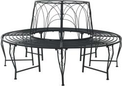 vidaXL Banca cu arbori 8-Numar de locuri Ø 160 x 89 cm Otel Negru GartenMobel Dekor (42029515)