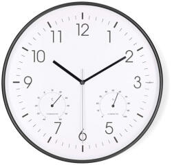 Nedis CLWA4226BK falióra, 30 cm átmérő, műanyag, csendes szerkezet: óra, hőmérő, páratartamom mérő (CLWA4226BK) - prodots
