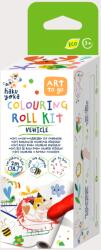 AVENIR Kit rola de desenat Uneste punctele - 2 m, include 4 creioane colorate cerate, Vehicule - Haku Yoka (CS233121)