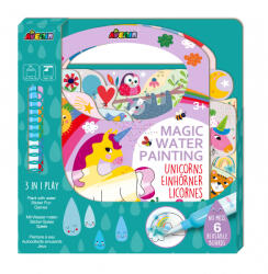 AVENIR Carte de pictat cu apa, stickere si jocuri, portabila - Unicorni (CH221778) - kidstory