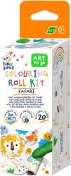 AVENIR Kit rola de desenat - 2 m, include stickere si 4 creioane colorate cerate, Safari - Haku Yoka (CS233119)