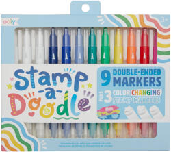 OOLY Carioci duble cu stampile Stamp-A-Doodle - set de 9 culori si 3 care schimba culoarea (130-100) - kidstory