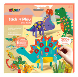 AVENIR Joc creativ Stick'N'Play cu scene 3D si stickere repozitionabile - Lumea Dinozaurilor (CH221841)
