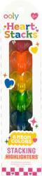 OOLY Markere intercalabile Inimioare - set 6 culori neon - Heart (130-144)