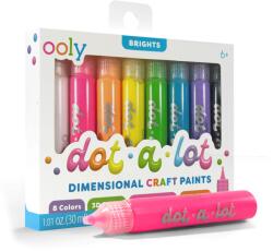 OOLY Vopsea 3D pentru tehnica punctului - Dot-a-Lot, set de 8 culori Brights (170-007)