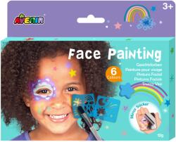 AVENIR Trusa make-up pictura fata cu sabloane incluse - sase culori non-alergice - curcubeu si stele (BTS236031)