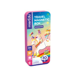 mierEdu Puzzle magnetic in cutie metalica, joc de potrivire si asociere - Unicorni (ME0885) - kidstory Jucarii de constructii magnetice