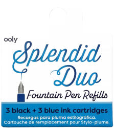 Ooly Rezerve Splendid pentru stilouri - cerneala albastra si neagra, set de 6 (132-155)