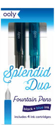 Ooly Stilouri Splendid Duo - set de 2 stilouri cu 4 rezerve de cerneala albastra si neagra (132-153)