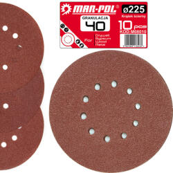 MAR-POL Disc abraziv 225mm P40, set 10 buc 61228 (M08010)