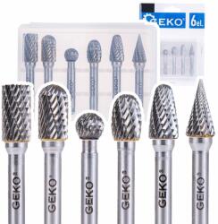GEKO Set de freze rotative de carbură 6 bucăți 63334 (G37498)