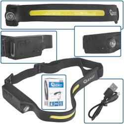 GEKO Lanterna frontală cu senzor de mișcare LED COB 3W+1W XPE 1200mAh 350lm IPX4 60757 (G15118)