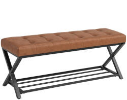 HomCom Cipőpad, bejárati pad műbőr kárpitozással, előszobába, bejárati rész, 112 x 37 x 47 cm, barna (837-762V00BN)