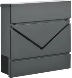 HOMCOM Postaláda fedéllel, 2 alsó vízelvezető lyukkal, acél, zárral, szürke (B80-011V00CG)