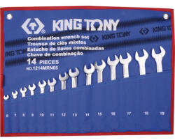 KING TONY 14 részes csillag-villáskulcs készlet 6-19mm (6 / 7 / 8 / 9 / 10 / 11 / 12 / 13 / 14 / 15 / 16 / 17 / 18 / 19) 1214MRN05 (1214MRN05)