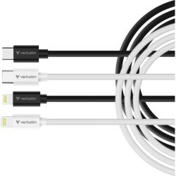 Verbatim USB 2.0 Type C Lightning Töltő/adatkábel Fekete/Fehér 1m 2db 32392 (32392)