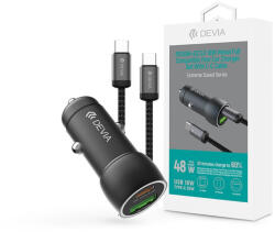DEVIA Extreme Speed Series 30W PD+QC USB+Type-C autós töltő adapter+Type-C/Type-C kábel 1m - fekete - coolmobile