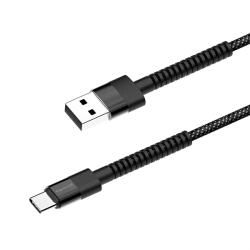 ColorWay Cablu, Tip-C (nylon - cap lung) 2.4A 1m negru (CW-CBUC063-BK) (CW-CBUC063-BK)