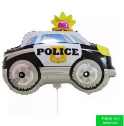  Rendőr autó, fólia lufi, Mini forma, pálcás