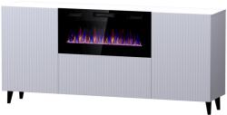  PAFOS chest of drawers with electric fireplace 180x42x82 cm white matt Comoda