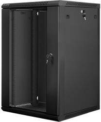 Lanberg wall-mounted installation rack cabinet 19'' 18U 600x600mm black (glass door)
