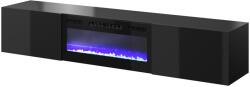  RTV cabinet SLIDE 200K with electric fireplace 200x40x37 cm all in gloss black