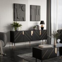 Cama 4D MOUNTAIN chest of drawers 204x40x72 black + gold Comoda
