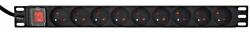 Gembird EG-PDU-9F2F Power distribution unit (PDU), 10 pcs C13 sockets, 1U, 16A, C20 plug 2 m cable, black