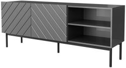  ABETO RTV cabinet on black steel frame 150x42x60 cm graphite/glossy graphite