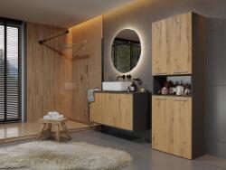 Topeshop NEL 1K DK ANT/ART KP bathroom storage cabinet Graphite, Oak