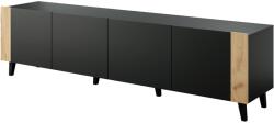  TV cabinet FARO 200x42x52 black matt + oak craft