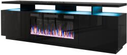  RTV EVA cabinet with electric fireplace 180x40x52 cm black/gloss black